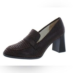 LifeStride Farrah Block Heel Loafer Pumps Chocolate Croco Brown - Size 8 (NIB)